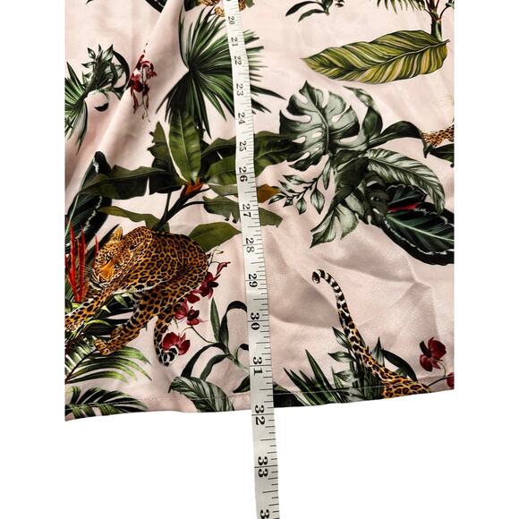 David Lerner Naomi Bias Midi Skirt Petal Pink Floral Cheetah Satin Slip Skirt, S - Picture 5 of 6